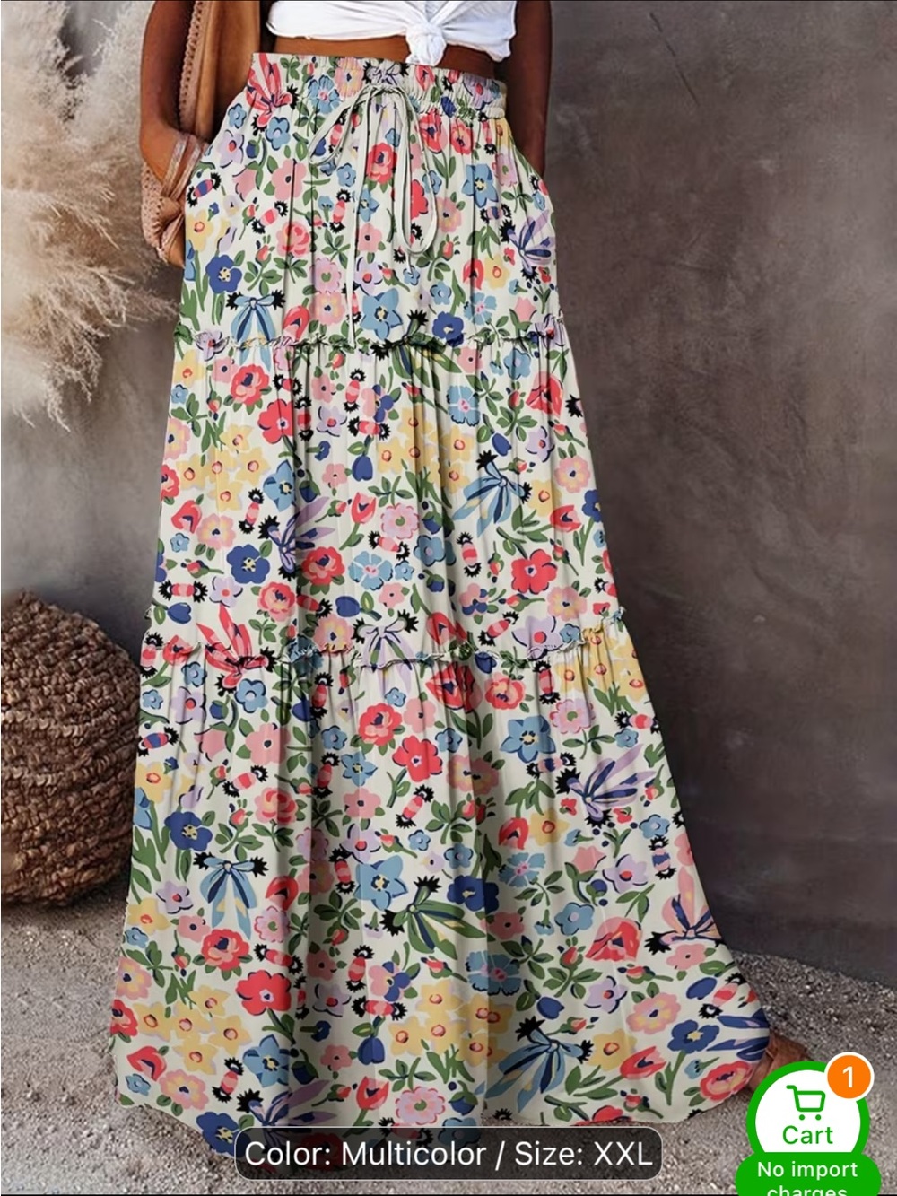 NWOT Floral Maxi Skirt - Temu